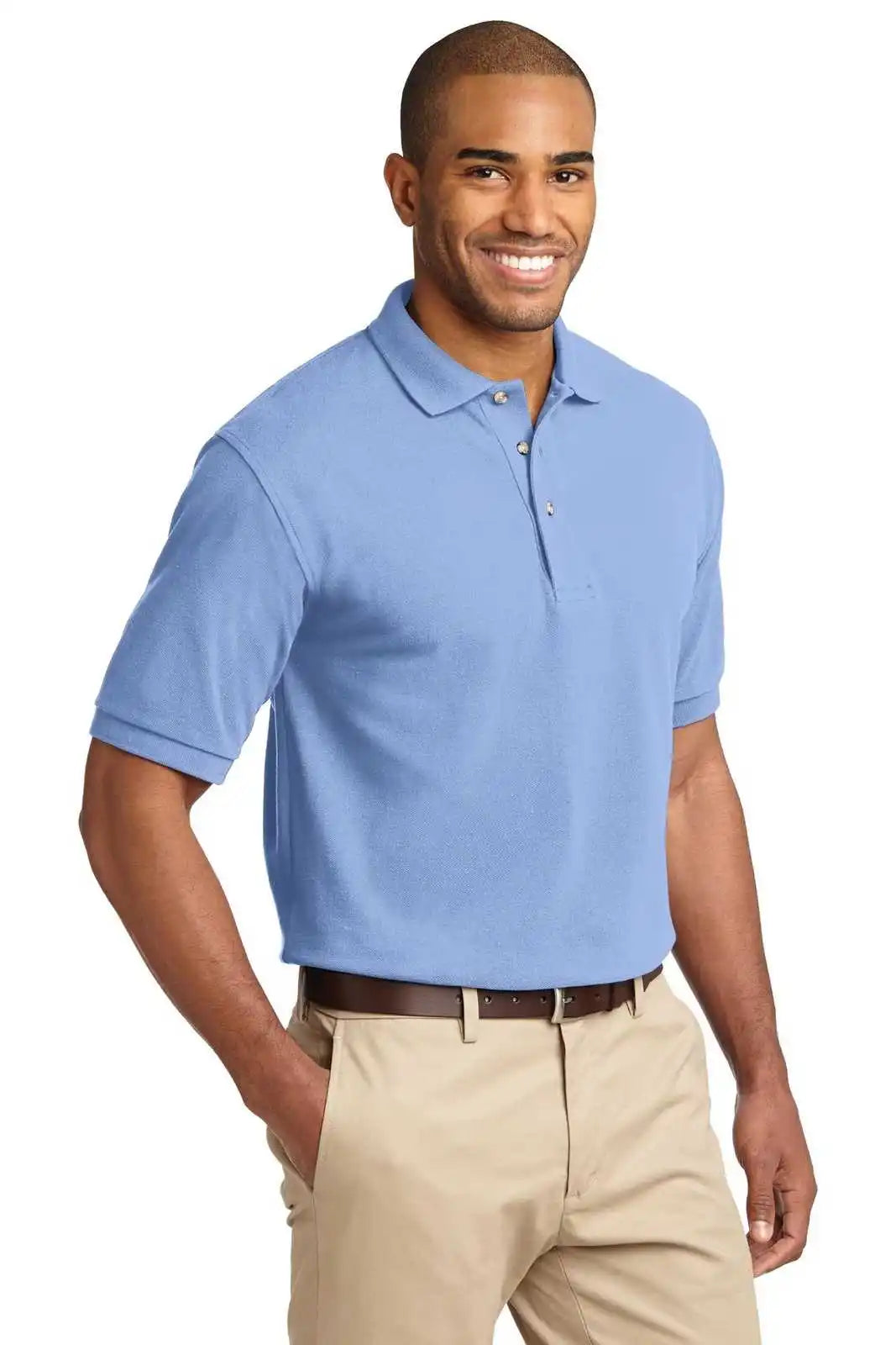 Port Authority K420 Heavyweight Cotton Pique Polo - Light Blue