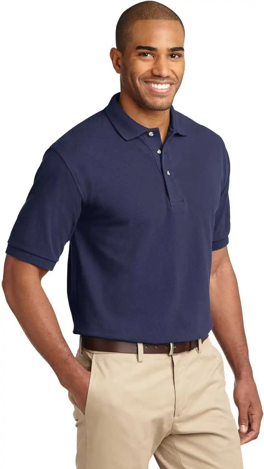 Port Authority K420 Heavyweight Cotton Pique Polo Navy