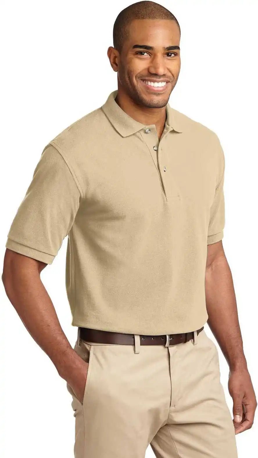 Port Authority K420 Heavyweight Cotton Pique Polo - Stone