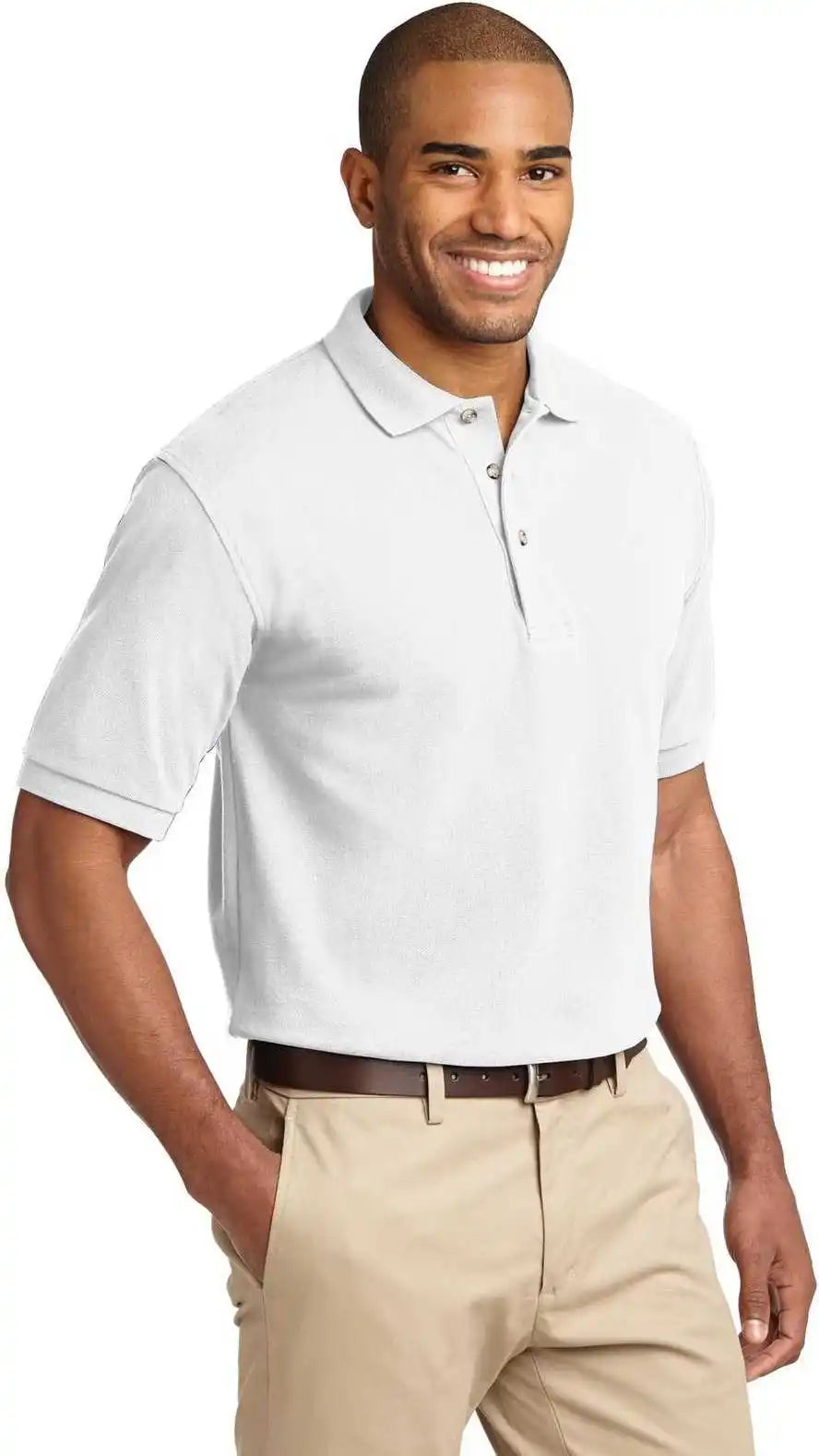 Port Authority K420 Heavyweight Cotton Pique Polo White