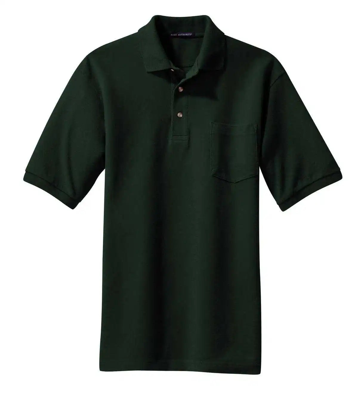 Port Authority K420p Heavyweight Cotton Pique Polo with Pocket - Dark Green