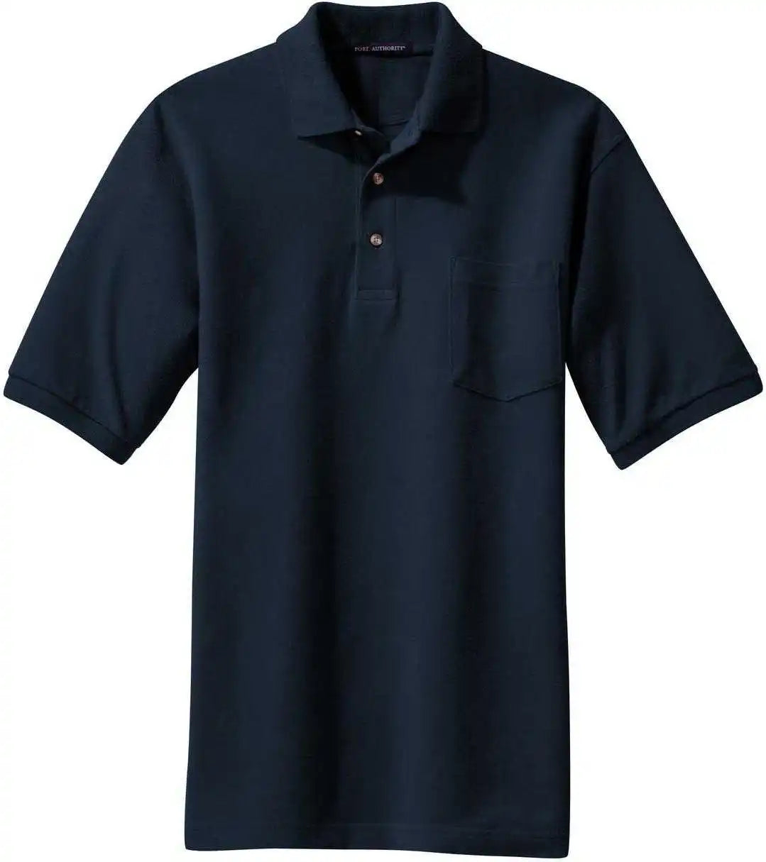 Port Authority K420p Heavyweight Cotton Pique Polo with Pocket Navy