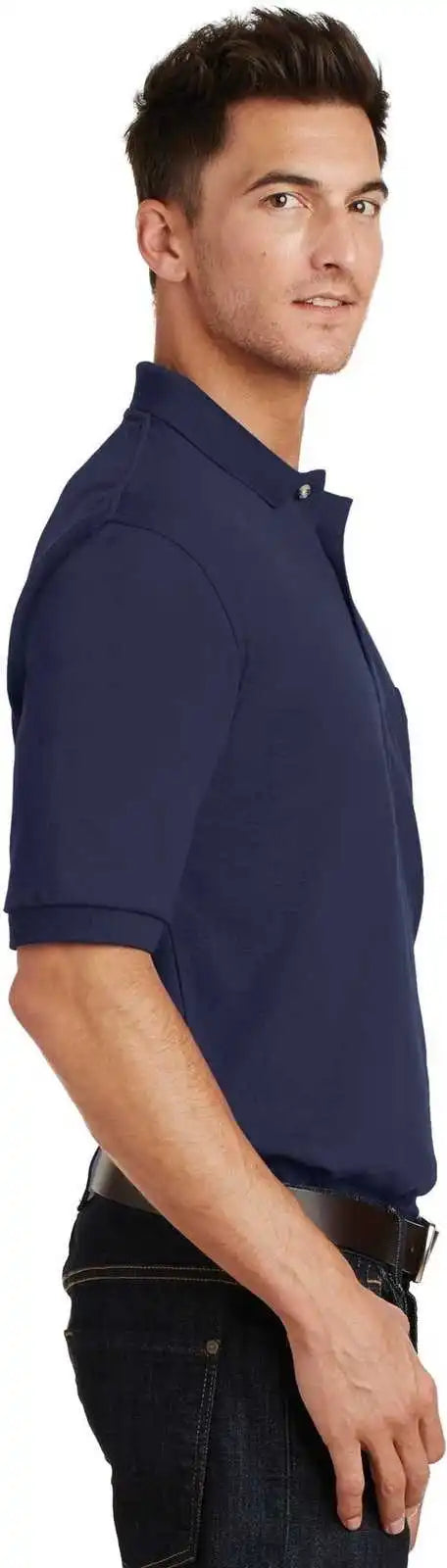 Port Authority K420p Heavyweight Cotton Pique Polo with Pocket Navy