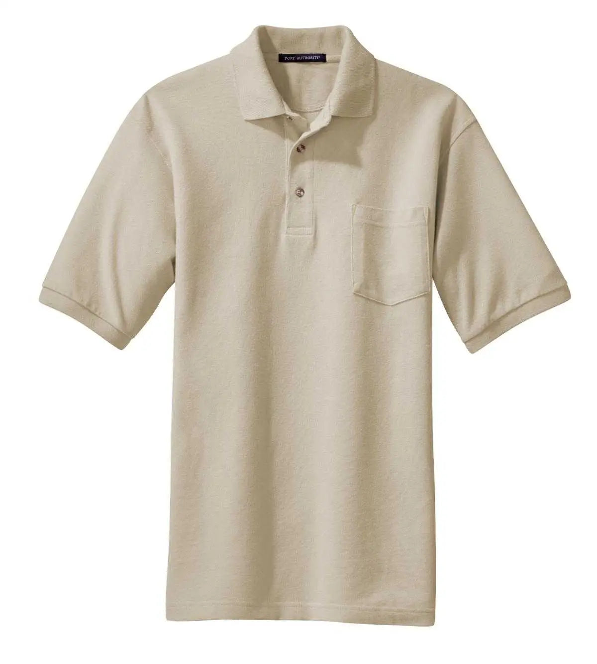 Port Authority K420p Heavyweight Cotton Pique Polo with Pocket - Stone