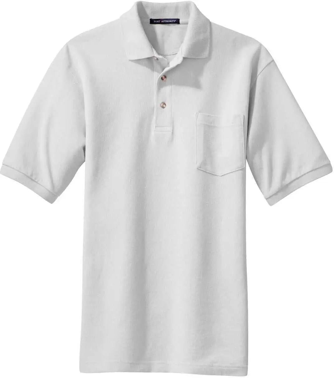 Port Authority K420p Heavyweight Cotton Pique Polo with Pocket - White