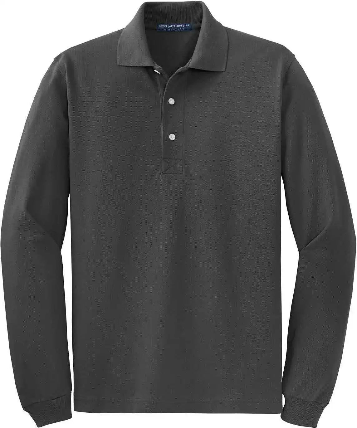 Port Authority K455ls Rapid Dry Long Sleeve Polo - Charcoal