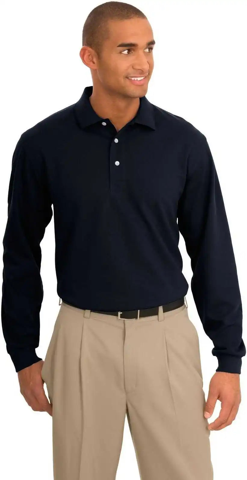 Port Authority K455ls Rapid Dry Long Sleeve Polo Classic Navy