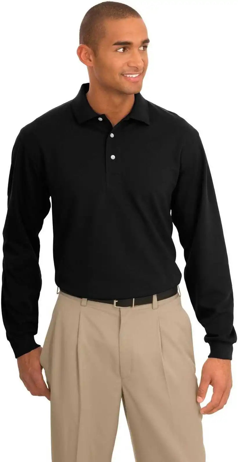 Port Authority K455ls Rapid Dry Long Sleeve Polo Jet Black