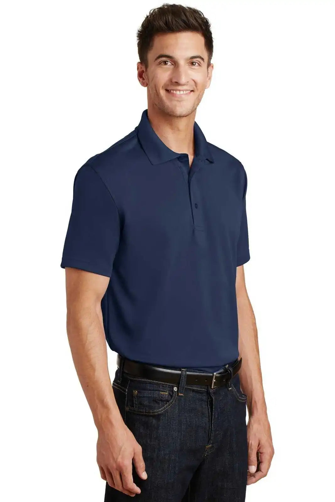 Port Authority K497 Poly-charcoal Blend Pique Polo - Navy