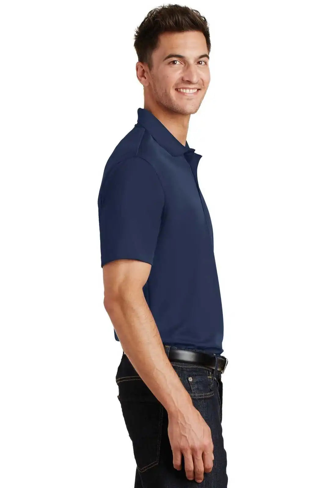 Port Authority K497 Poly-charcoal Blend Pique Polo - Navy
