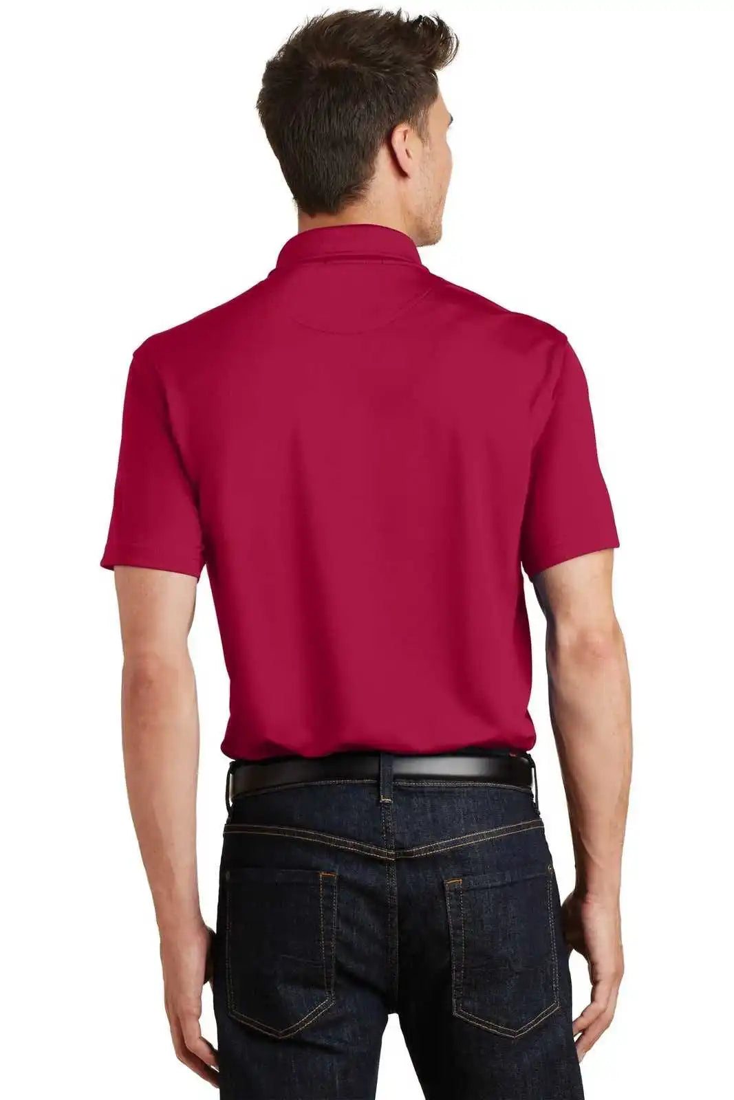 Port Authority K497 Poly-charcoal Blend Pique Polo - Red