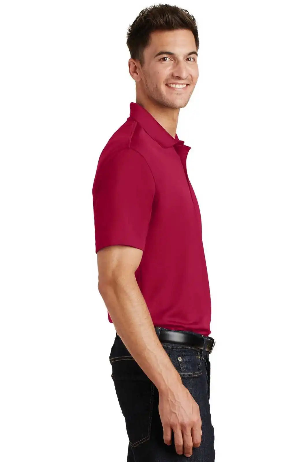 Port Authority K497 Poly-charcoal Blend Pique Polo - Red