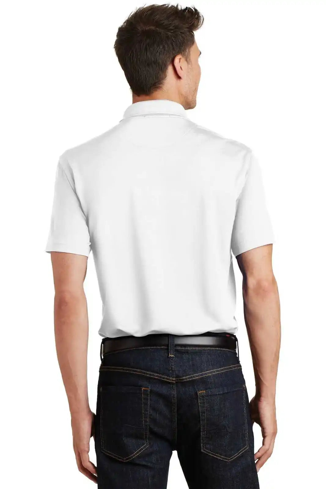 Port Authority K497 Poly-charcoal Blend Pique Polo - White