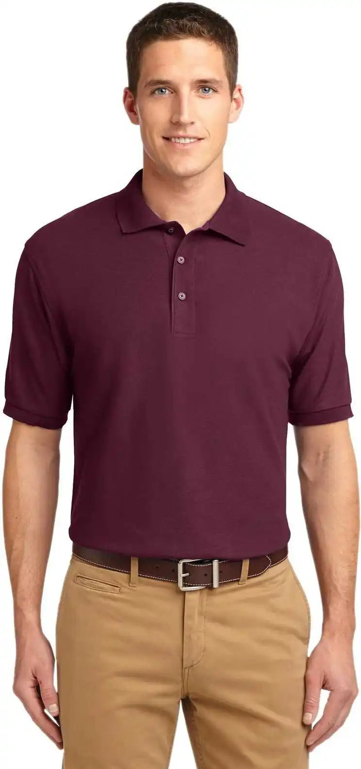 Port Authority K500 Silk Touch Polo - Burgundy