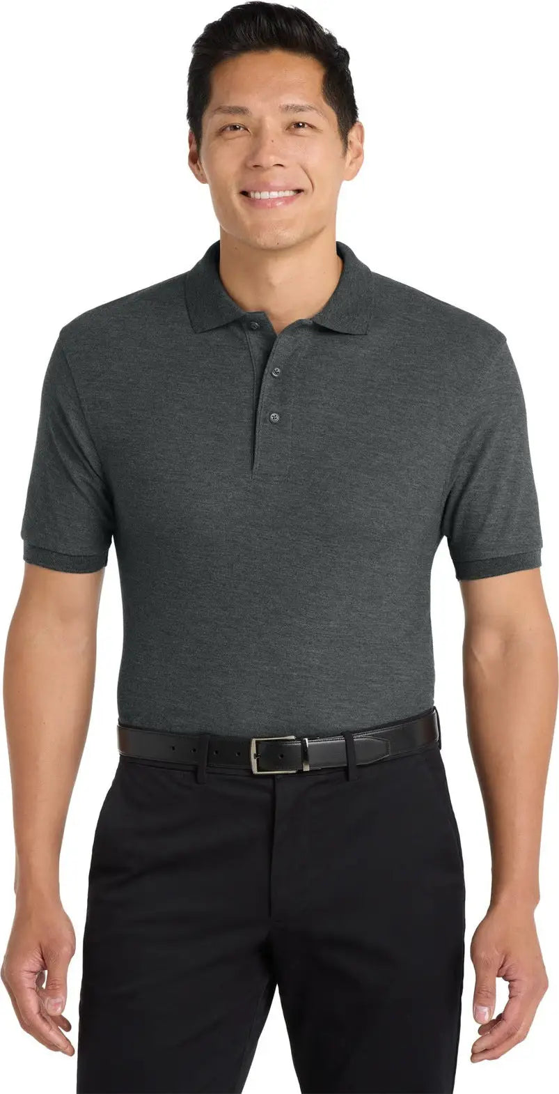 Port Authority K500 Silk Touch Polo - Charcoal Heather Gray