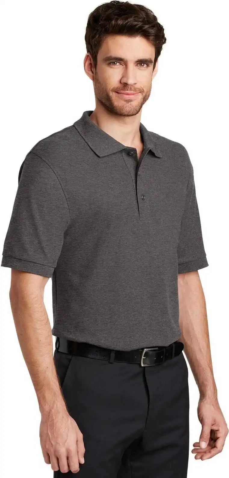 Port Authority K500es Extended Size Silk Touch Polo Charcoal Heather Gray