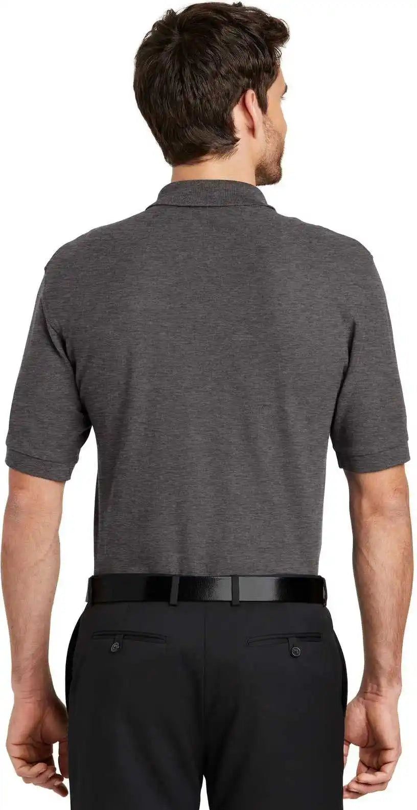 Port Authority K500es Extended Size Silk Touch Polo Charcoal Heather Gray