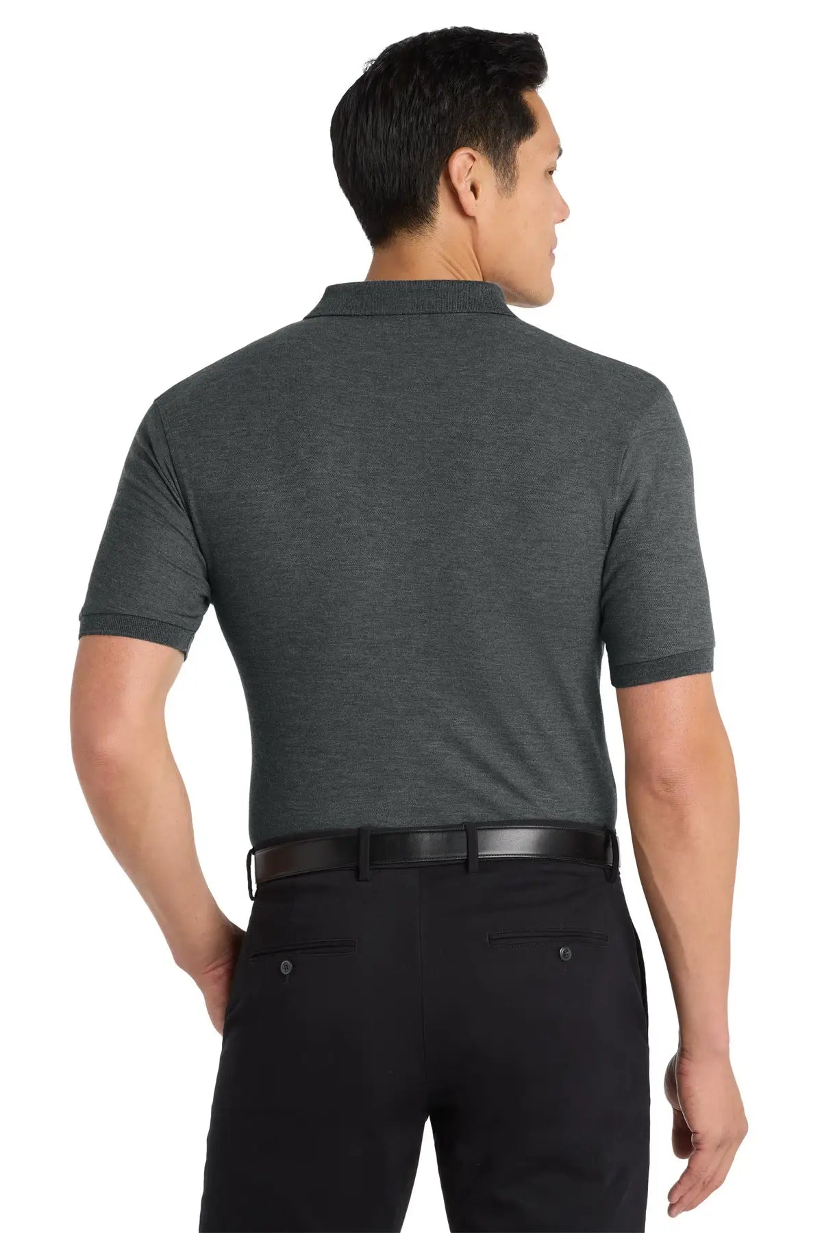Port Authority K500es Extended Size Silk Touch Polo - Charcoal Heather Gray
