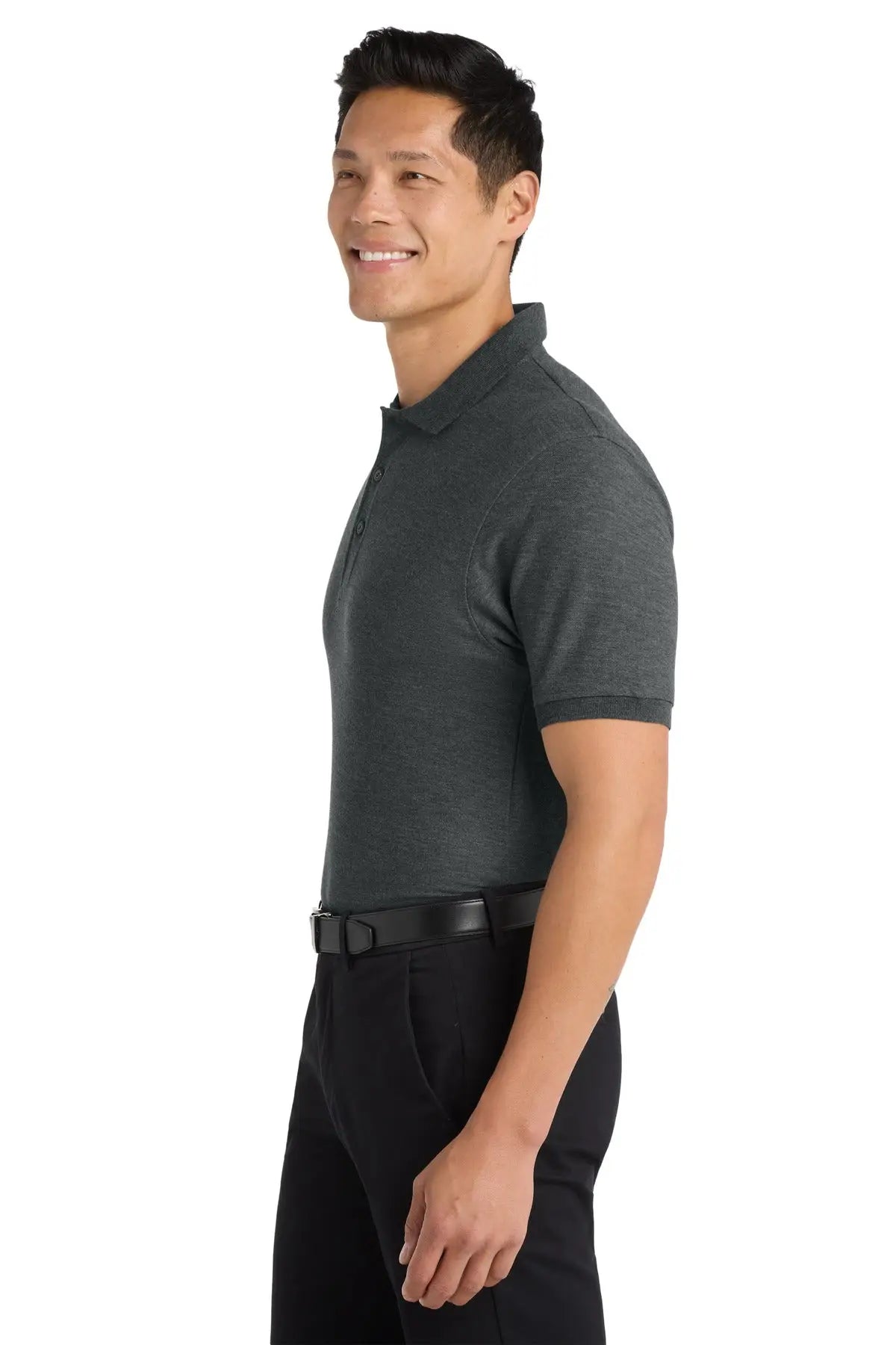 Port Authority K500es Extended Size Silk Touch Polo - Charcoal Heather Gray