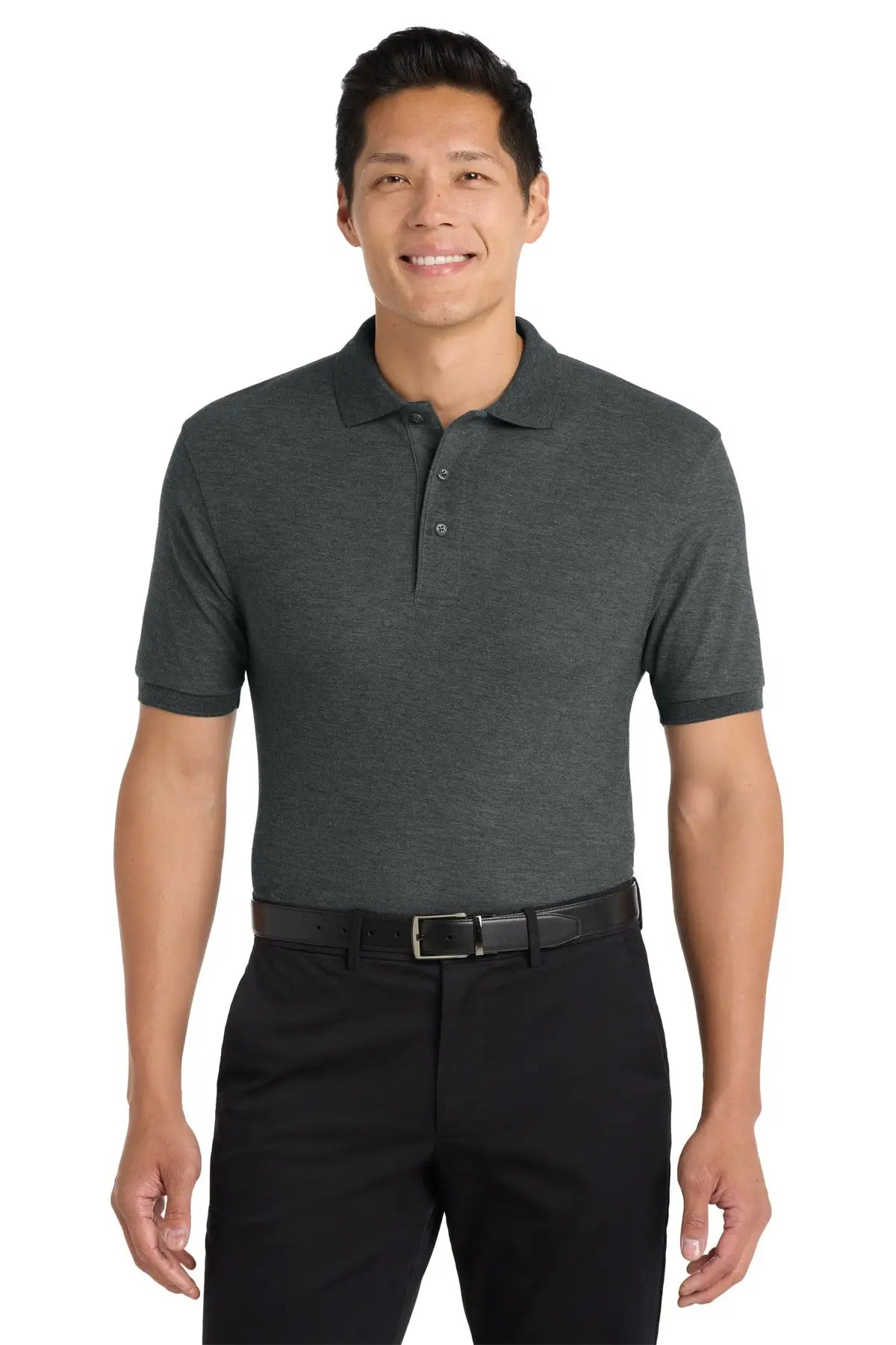 Port Authority K500es Extended Size Silk Touch Polo - Charcoal Heather Gray