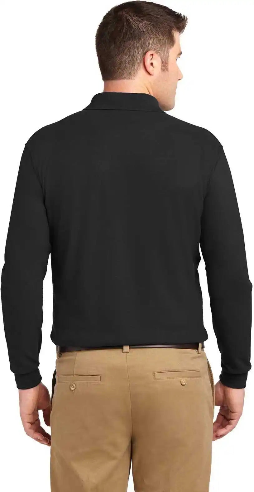 Port Authority K500ls Silk Touch Long Sleeve Polo - Black