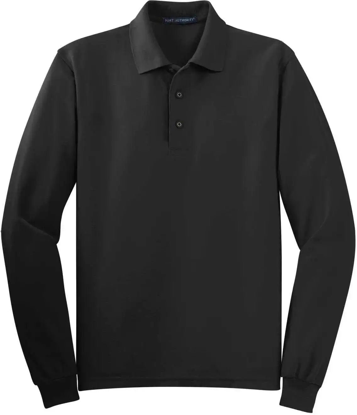 Port Authority K500ls Silk Touch Long Sleeve Polo Black