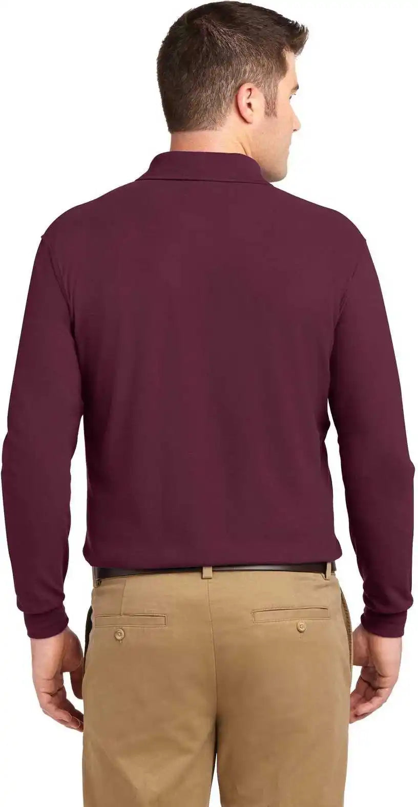 Port Authority K500ls Silk Touch Long Sleeve Polo Burgundy