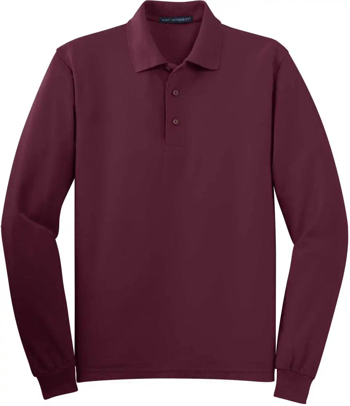 Port Authority K500ls Silk Touch Long Sleeve Polo Burgundy