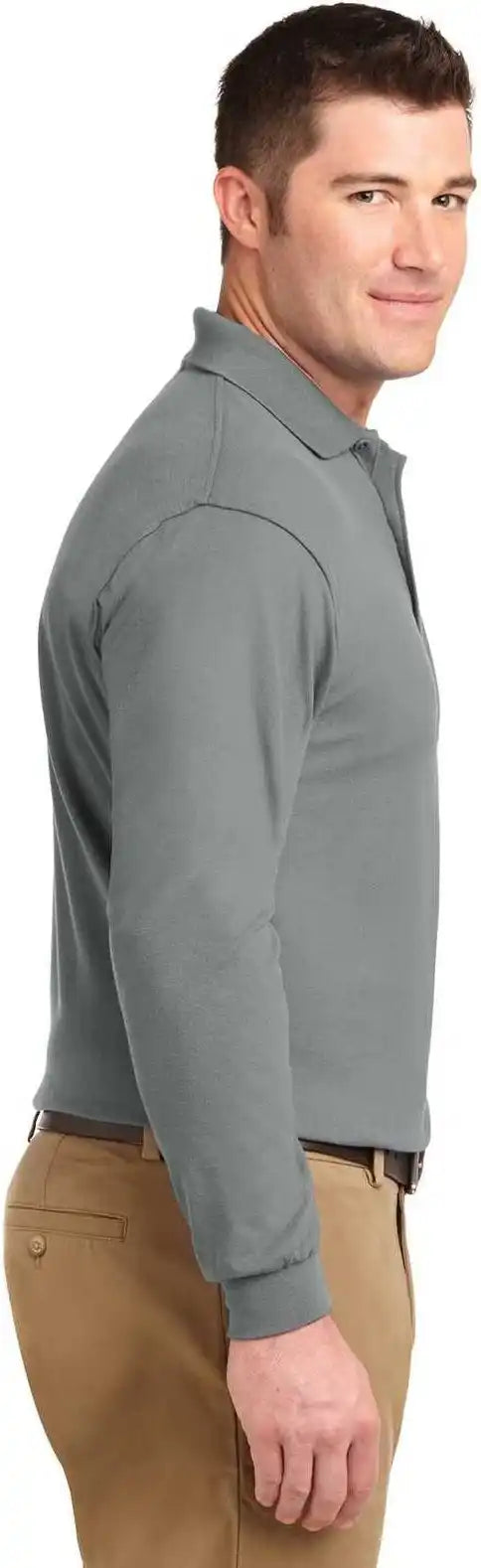 Port Authority K500ls Silk Touch Long Sleeve Polo Cool Gray