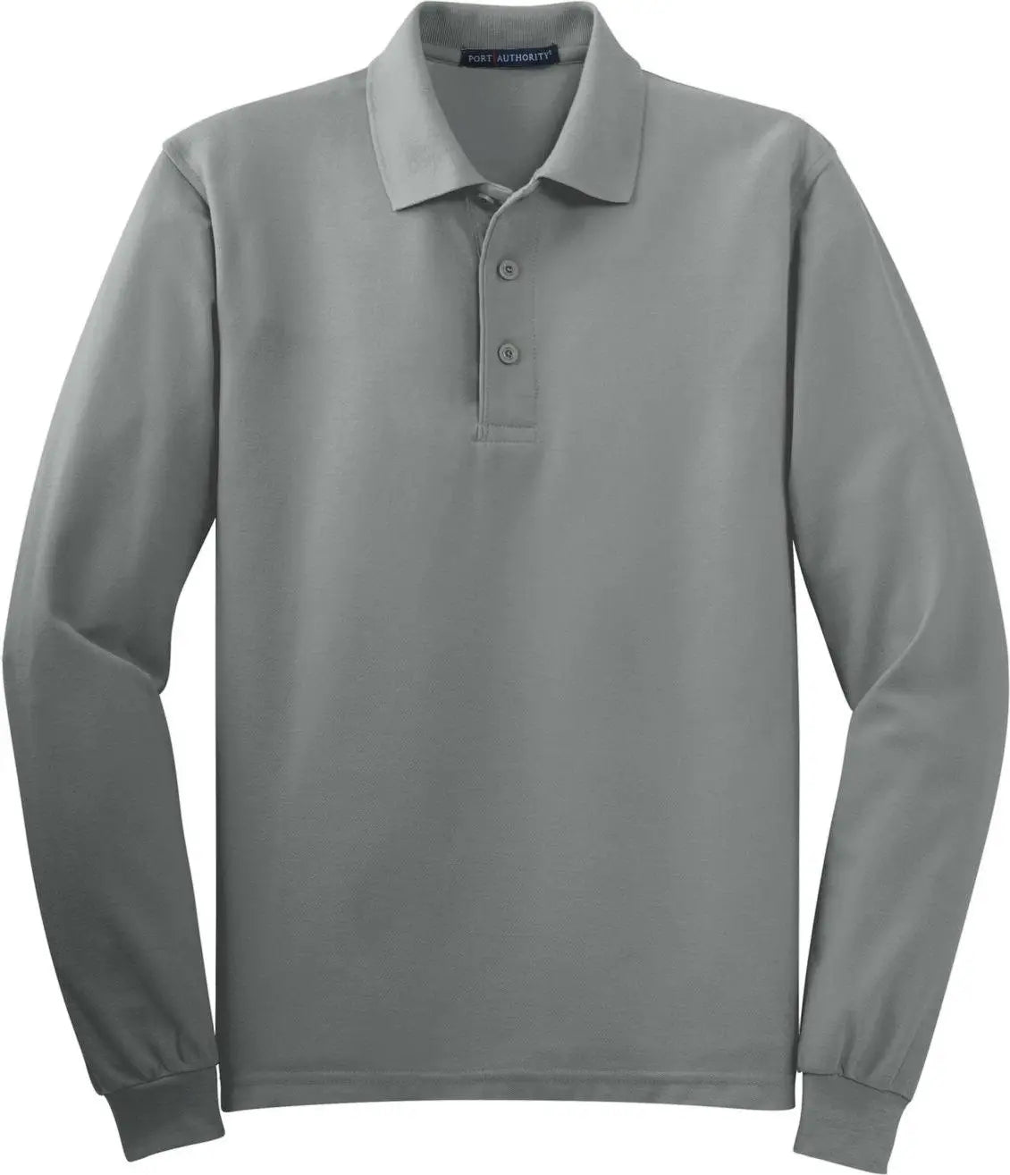 Port Authority K500ls Silk Touch Long Sleeve Polo - Cool Gray
