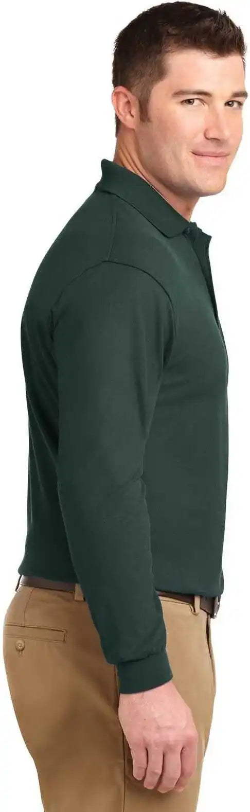 Port Authority K500ls Silk Touch Long Sleeve Polo Dark Green
