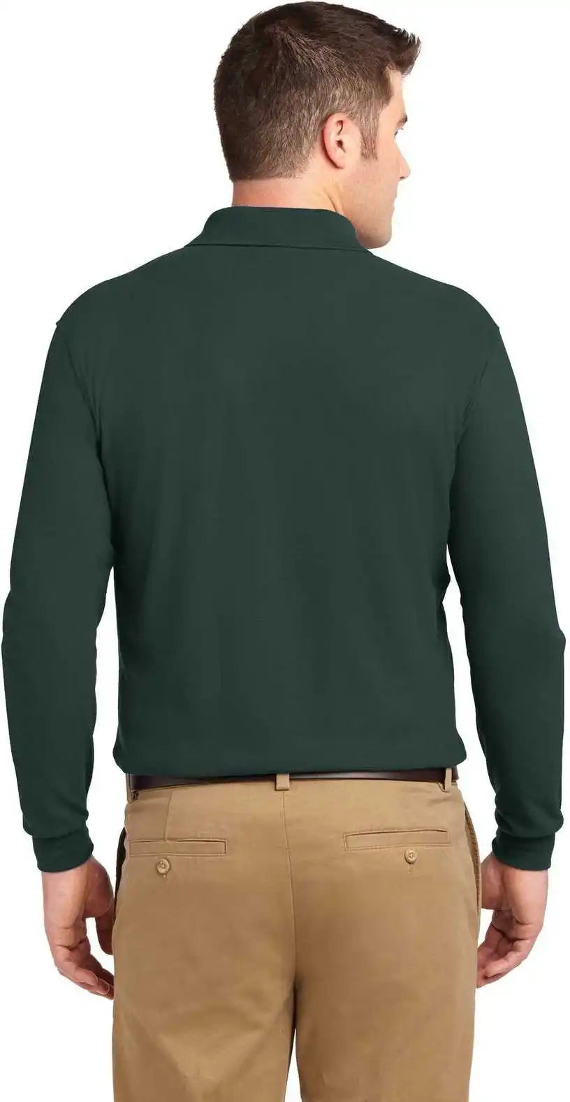 Port Authority K500ls Silk Touch Long Sleeve Polo Dark Green