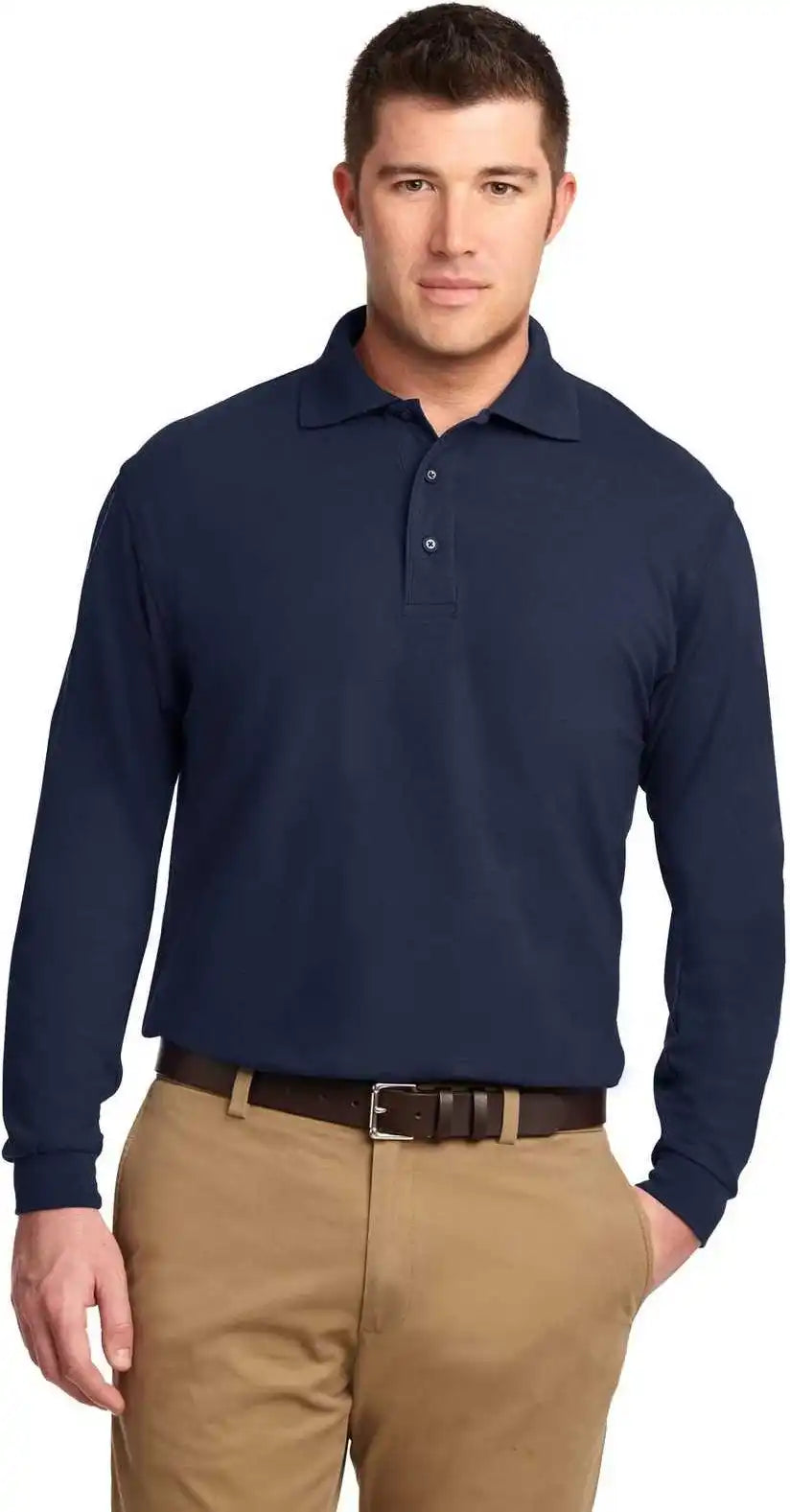 Port Authority K500ls Silk Touch Long Sleeve Polo Navy