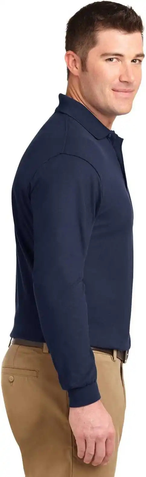 Port Authority K500ls Silk Touch Long Sleeve Polo Navy