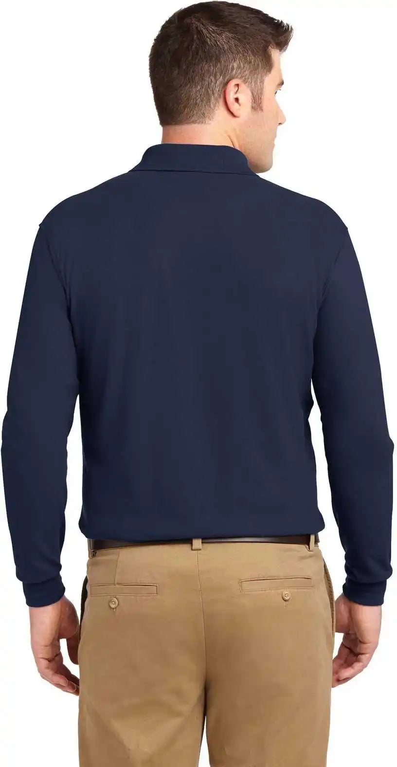 Port Authority K500ls Silk Touch Long Sleeve Polo Navy