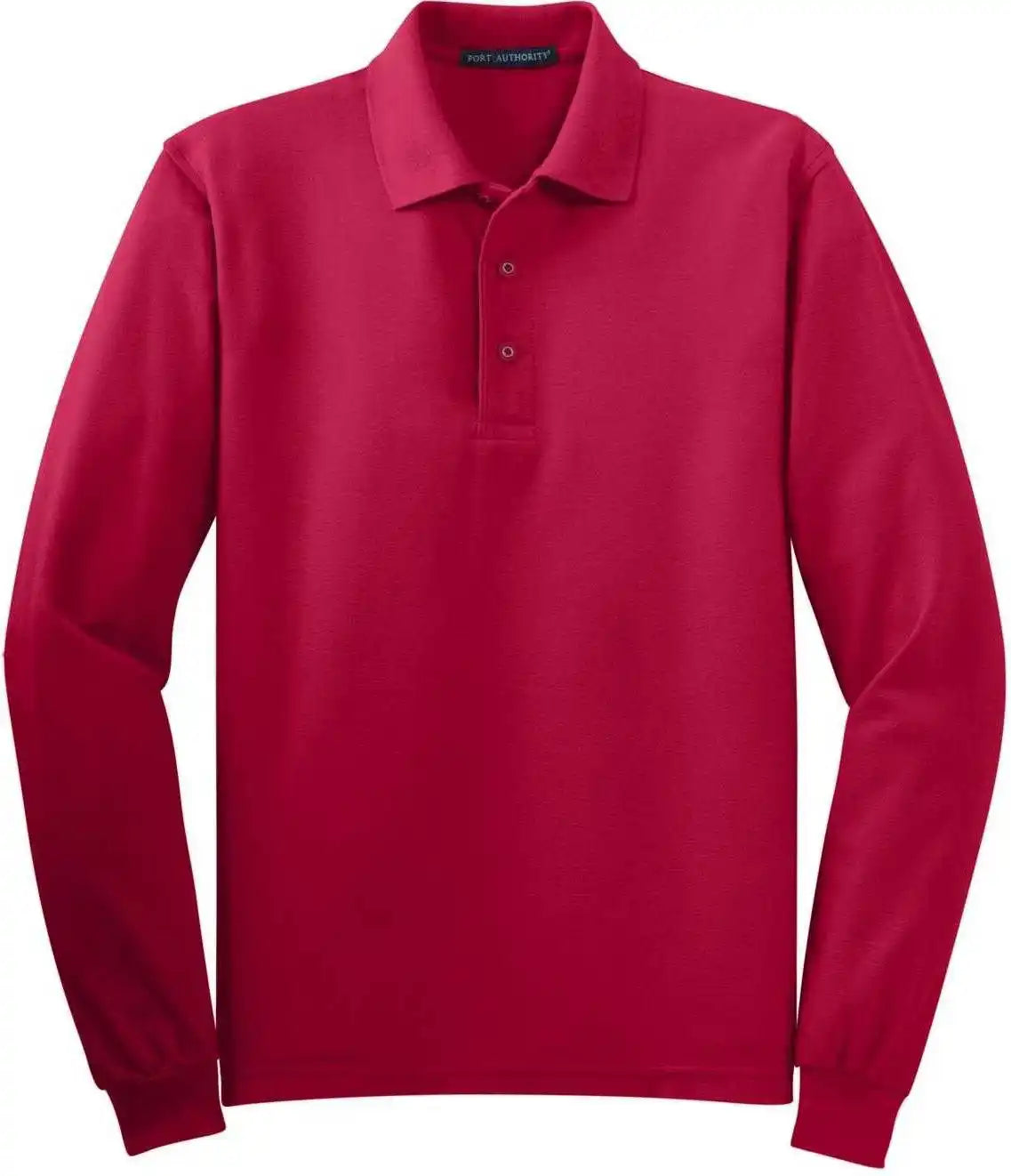 Port Authority K500ls Silk Touch Long Sleeve Polo Red