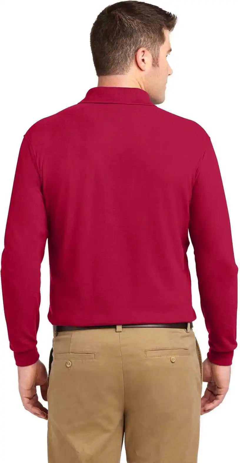 Port Authority K500ls Silk Touch Long Sleeve Polo Red