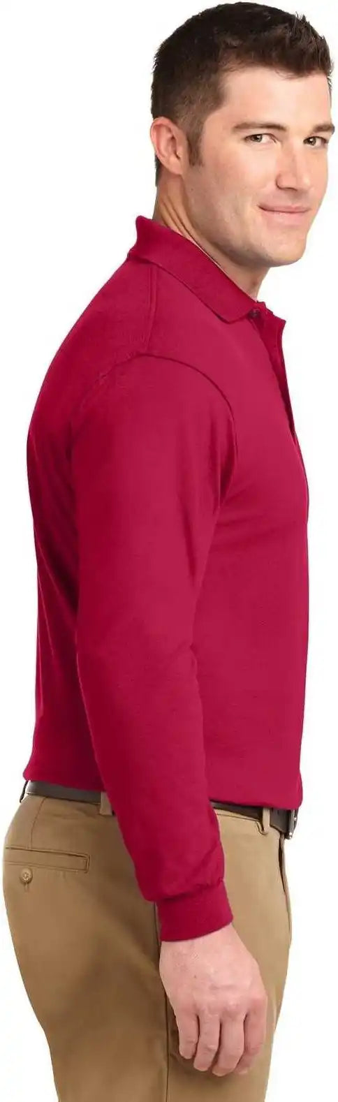 Port Authority K500ls Silk Touch Long Sleeve Polo Red