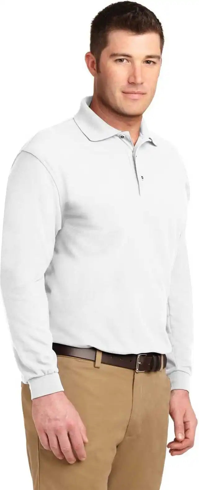 Port Authority K500ls Silk Touch Long Sleeve Polo White