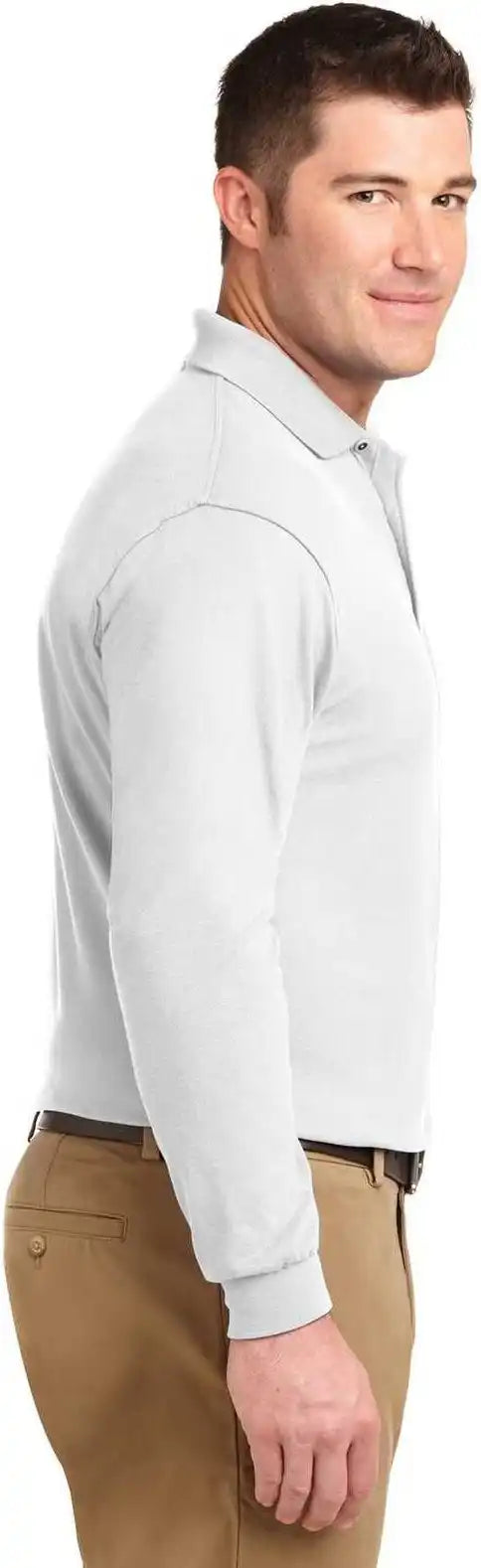 Port Authority K500ls Silk Touch Long Sleeve Polo White
