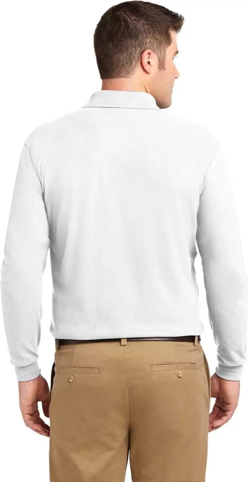 Port Authority K500ls Silk Touch Long Sleeve Polo White