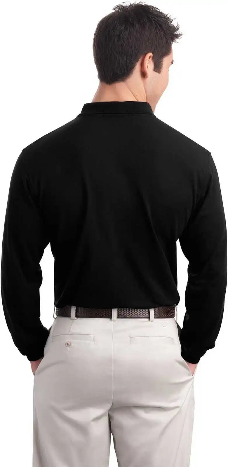 Port Authority K500lsp Long Sleeve Silk Touch Polo with Pocket Black