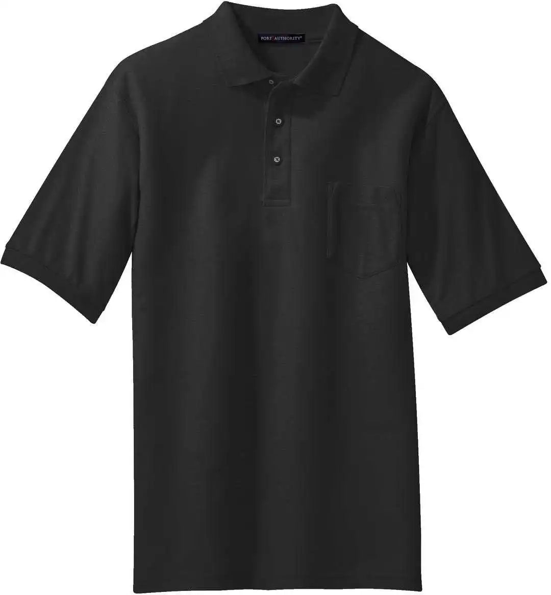 Port Authority K500p Silk Touch Polo with Pocket - Black