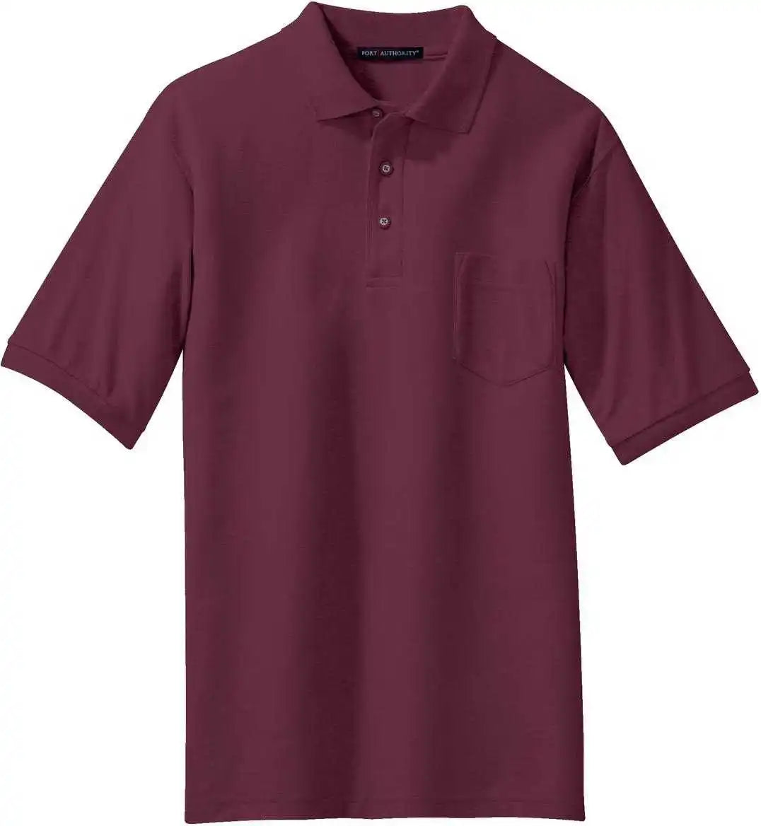 Port Authority K500p Silk Touch Polo with Pocket Burgundy
