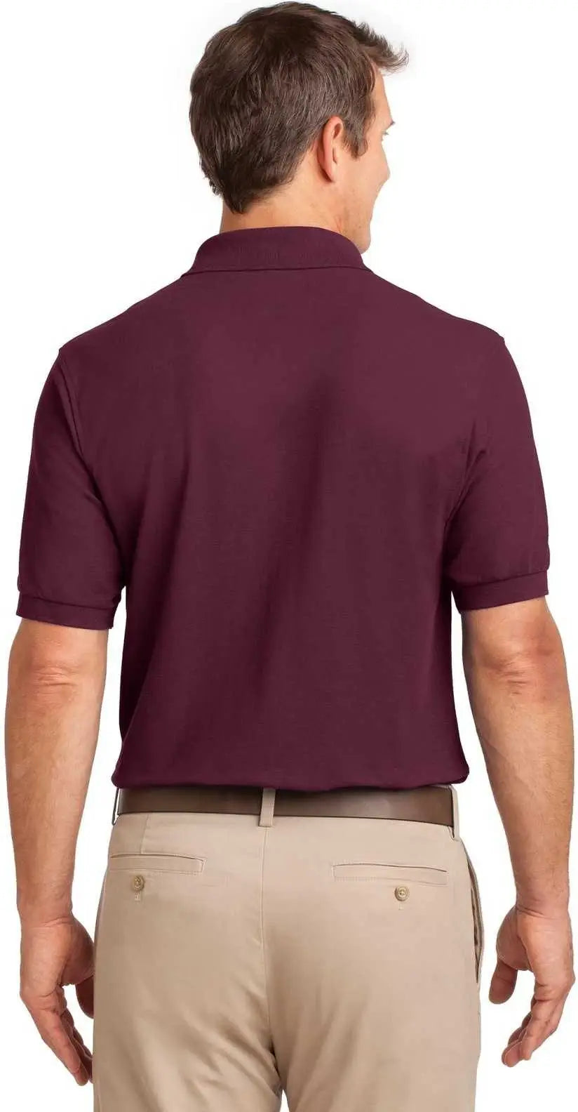 Port Authority K500p Silk Touch Polo with Pocket - Burgundy