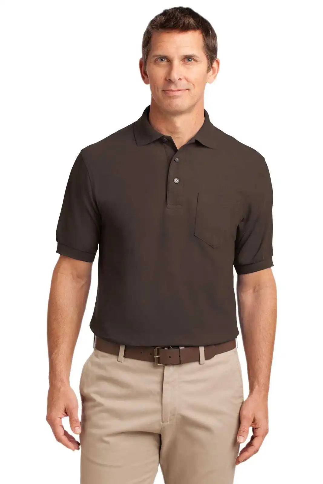 Port Authority K500p Silk Touch Polo with Pocket - Coffee Bean