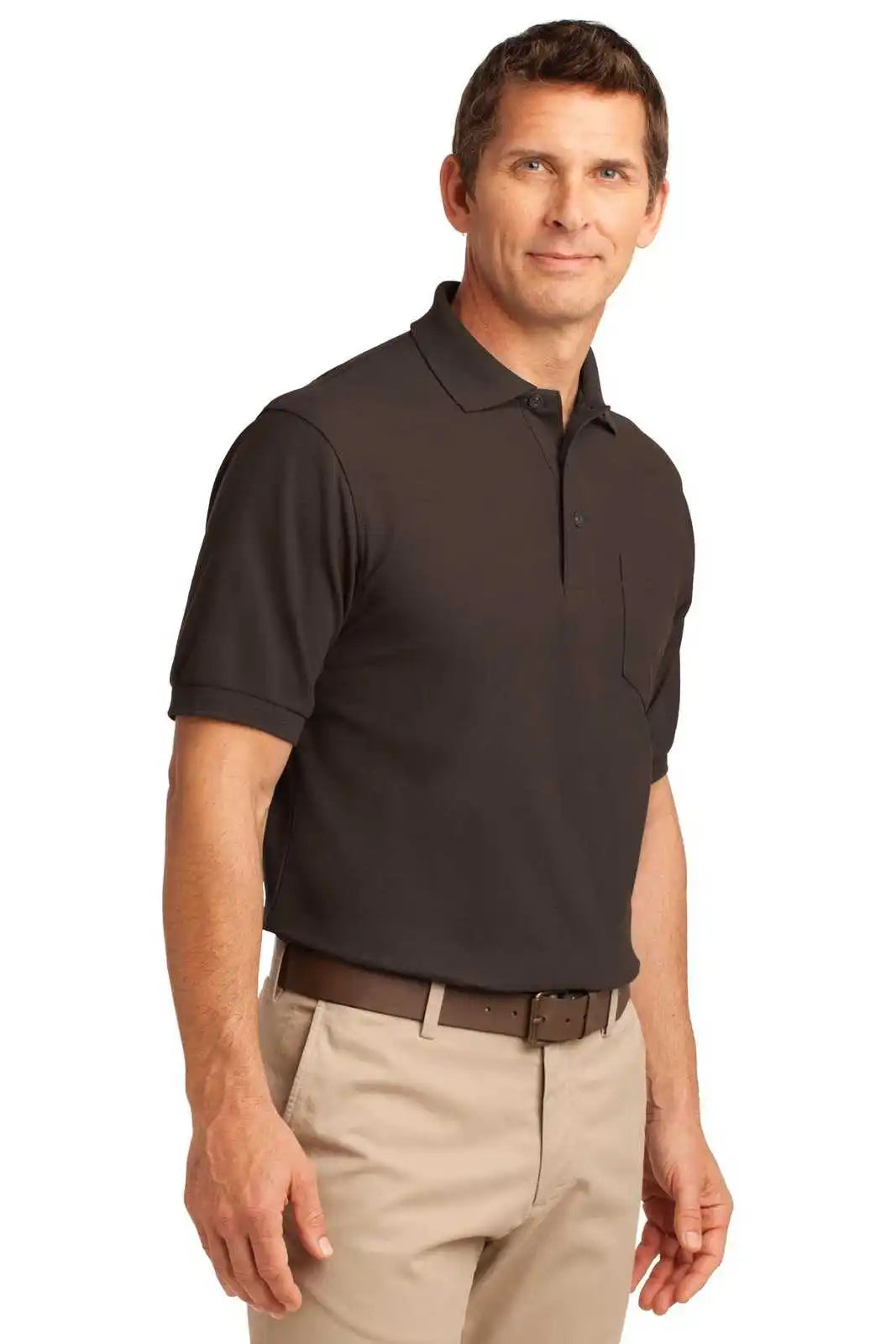 Port Authority K500p Silk Touch Polo with Pocket - Coffee Bean