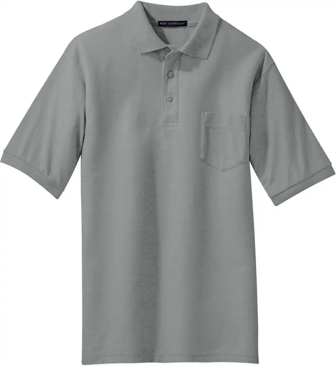 Port Authority K500p Silk Touch Polo with Pocket Cool Gray