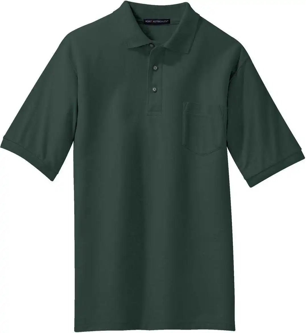 Port Authority K500p Silk Touch Polo with Pocket Dark Green