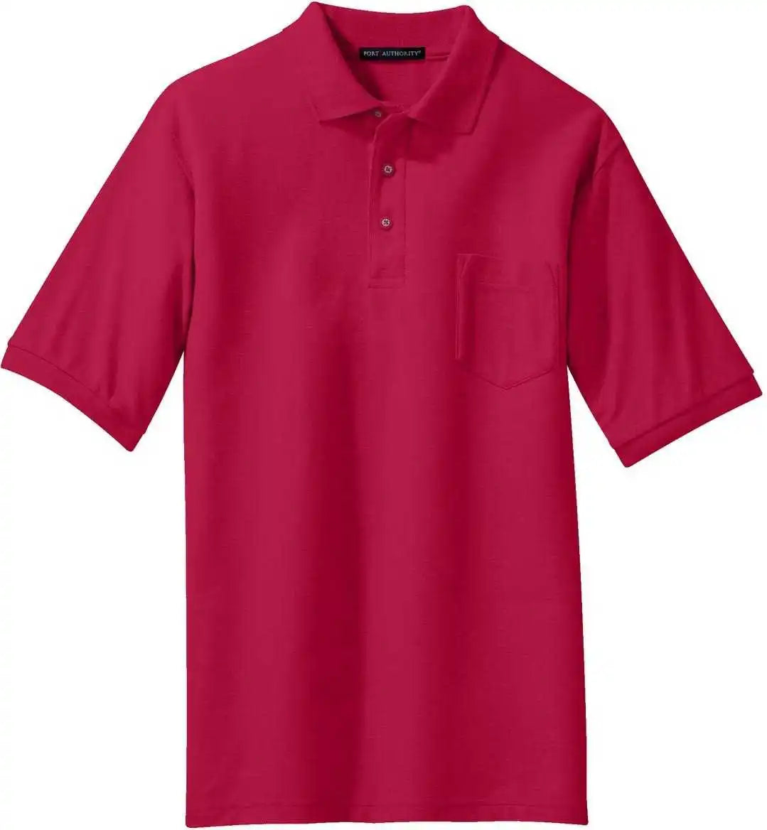 Port Authority K500p Silk Touch Polo with Pocket - Red